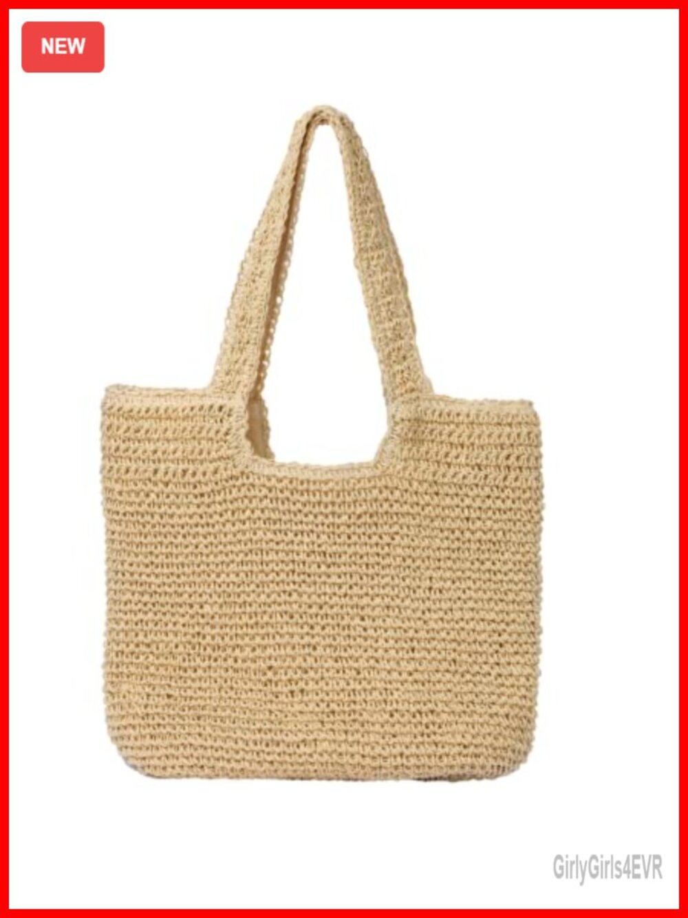 Large Handwoven Straw Shoulder Bag Beach Tote Summer Vacation